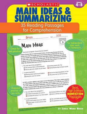 35 Reading Passages for Comprehension: Main Ideas & Summarizing de Linda Ward Beech