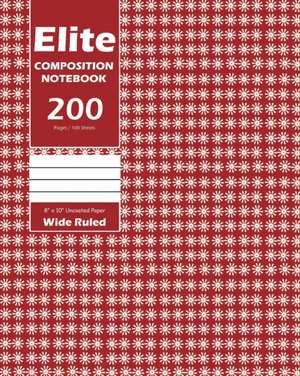 Elite Composition Notebook, Lined Wide Ruled 8 x 10 Inch, Large 100 Sheet, Red Cover de Design