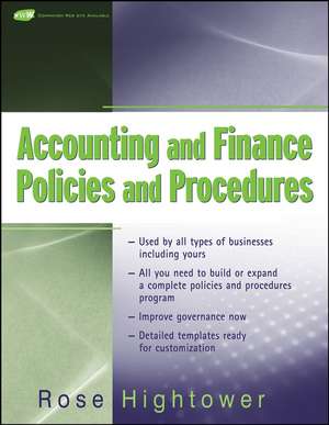 Accounting and Finance Policies and Procedures de R Hightower