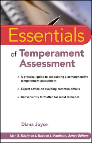 Essentials of Temperament Assessment de D Joyce