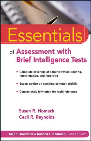 Essentials of Assessment with Brief Intelligence Tests de SR Homack