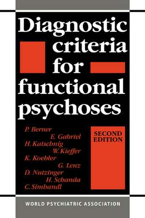 Diagnostic Criteria for Functional Psychoses de P. Berner