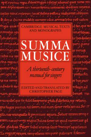 Summa Musice: A Thirteenth-Century Manual for Singers de Christopher Page