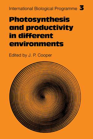 Photosynthesis and Productivity in Different Environments de J. P. Cooper