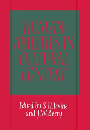 Human Abilities in Cultural Context de S. H. Irvine