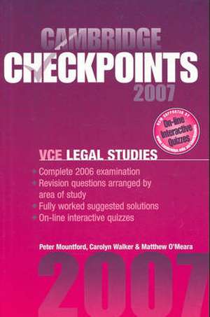 Cambridge Checkpoints VCE Legal Studies 2007 de Peter Mountford