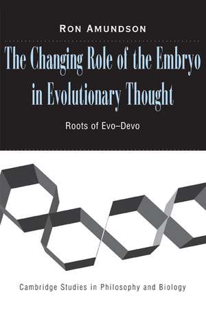 The Changing Role of the Embryo in Evolutionary Thought: Roots of Evo-Devo de Ron Amundson