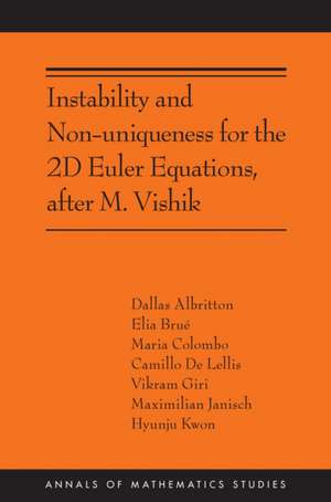 Instability and Non–uniqueness for the 2D Euler – Equations, after M.Vishik (AMS–219) de Camillo De Lellis