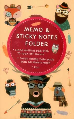 Memo & Sticky Notes Folder: Hipster Animals: Small Folder Containing 7 Sticky Notepads, a Tear-Off Lined Writing Pad, and Gel Pen. de Peony Press