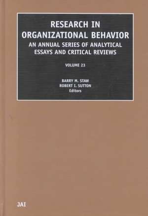 Research in Organizational Behavior de Barry Staw