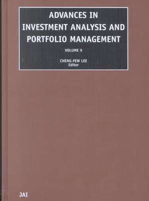 Advances in Investment Analysis and Portfolio Management de Cheng-Few Lee