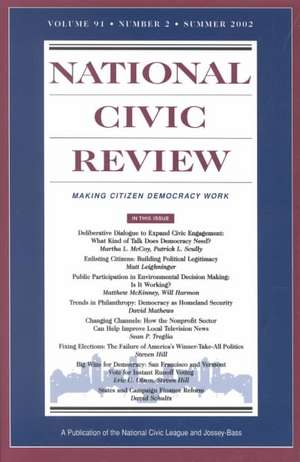 National Civic Review, No. 2, Summer 2002: Making Citizen Democracy Work de Robert Loper