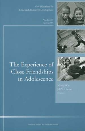 The Experience of Close Friendship in Adolescence: New Directions for Child & Adolescent Development, Number 107 de Niobe Way