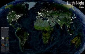 Earth at Night, tubed: Wall Maps World de National Geographic Maps