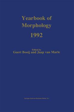 Yearbook of Morphology 1992 de Geert Booij