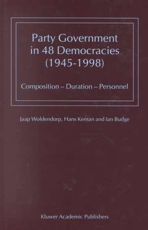 Party Government in 48 Democracies (1945–1998): Composition — Duration — Personnel de J.J. Woldendorp