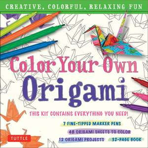 Color Your Own Origami Kit: Creative, Colorful, Relaxing Fun: 7 Fine-Tipped Markers, 12 Projects, 48 Origami Papers & Adult Coloring Origami Instruction Book de Tuttle Studio