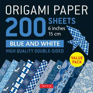 Origami Paper 200 sheets Blue and White Patterns 6" (15 cm): Double Sided Origami Sheets Printed with 12 Different Designs (Instructions for 6 Projects Included) de Tuttle Studio