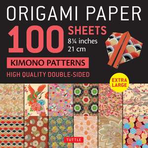 Origami Paper 100 sheets Kimono Patterns 8 1/4" (21 cm): Extra Large Double-Sided Origami Sheets Printed with 12 Different Patterns (Instructions for 5 Projects Included) de Tuttle Studio