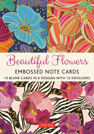 Beautiful Flowers, 12 Embossed Note Cards: 12 Blank Cards in 6 Lovely Designs (2 each) with 12 Patterned Envelopes in a Keepsake Box de Tuttle Studio