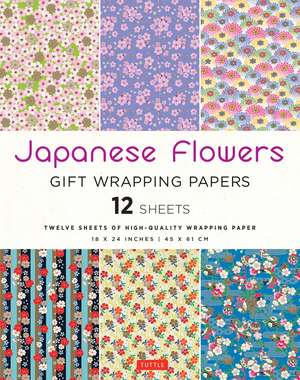 Japanese Flowers Gift Wrapping Papers - 12 sheets: 18 x 24 inch (45 x 61 cm) Wrapping Paper de Tuttle Studio