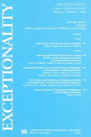 Reading: A Special Issue of Exceptionality de Sharon R. Vaughn