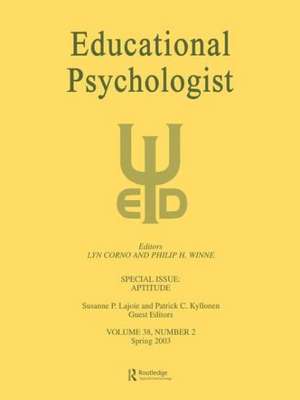 Aptitude: A Special Issue of Educational Psychologist de Susanne P. Lajoie