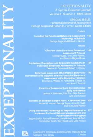 Functional Behavioral Assessment: A Special Issue of exceptionality de George Sugai