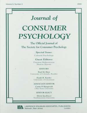 Cultural Psychology: A Special Issue of the journal of Consumer Psychology de Durairaj Maheswaran