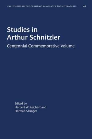 Studies in Arthur Schnitzler de Herbert W Reichert