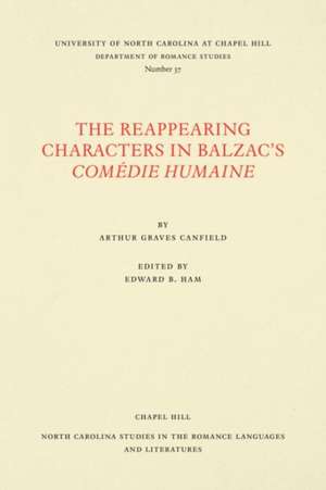 The Reappearing Characters in Balzac's Comédie Humaine de Arthur Graves Canfield