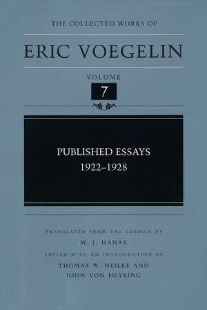 Published Essays, 1922-1928 (CW7) de Eric Voegelin