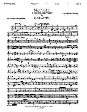 Messiah: Second Violin Part de George Friederic Handel