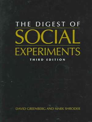 Digest of Social Experiments de David H. Greenberg