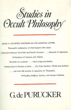 Studies in Occult Philosophy de G. De Purucker