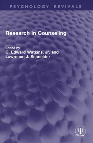 Research in Counseling de C. Edward Watkins, Jr.
