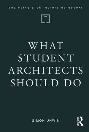 What Student Architects Should Do de Simon Unwin