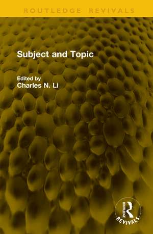 Subject and Topic de Charles N. Li