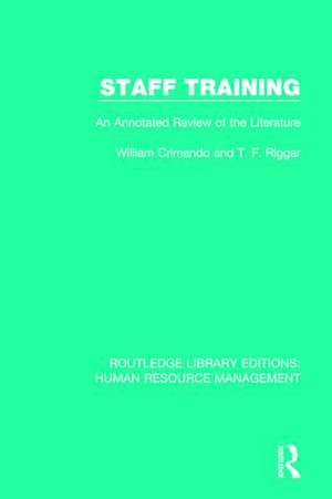 Staff Training: An Annotated Review of the Literature de William Crimando