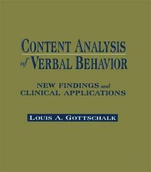 Content Analysis of Verbal Behavior: New Findings and Clinical Applications de Louis A. Gottschalk