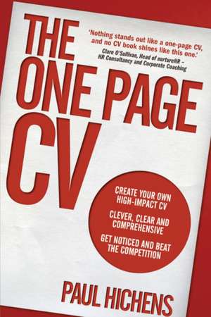 One Page CV, The de Paul Hichens