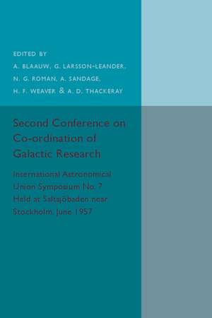 Second Conference on Co-ordination of Galactic Research: International Astronomical Union Symposium No.7 - Held at Saltsjöbaden Near Stockholm, June 1957 de A. Blaauw