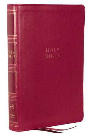 NKJV, Compact Center-Column Reference Bible, Dark Rose Leathersoft, Red Letter, Comfort Print de Thomas Nelson