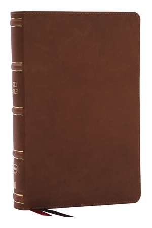 NKJV, Single-Column Reference Bible, Verse-by-verse, Brown Genuine Leather, Red Letter, Comfort Print (Thumb Indexed) de Thomas Nelson