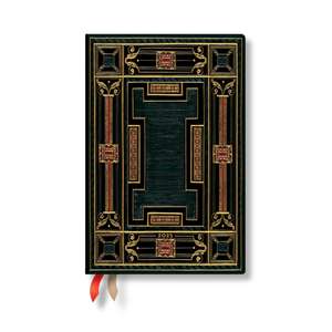 Onyx (Asterales) Mini 12-month Day-at-a-time Hardback Dayplanner 2025 (Elastic Band Closure) de Paperblanks