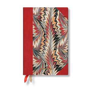 Rubedo (Cockerell Marbled Paper) Mini 12-month Horizontal Hardback Dayplanner 2025 (Elastic Band Closure) de Paperblanks