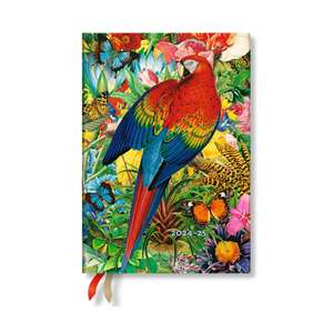 Tropical Garden (Nature Montages) Midi 12-month Horizontal Hardback Dayplanner 2025 (Elastic Band Closure) de Paperblanks