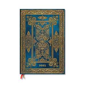 Blue Luxe (Luxe Design) Grande 12-month Vertical Hardback Dayplanner 2025 (Elastic Band Closure) de Paperblanks