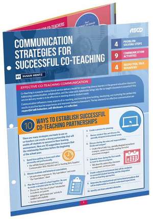 Communication Strategies for Successful Co-Teaching (Quick Reference Guide) de Hentz, Susan