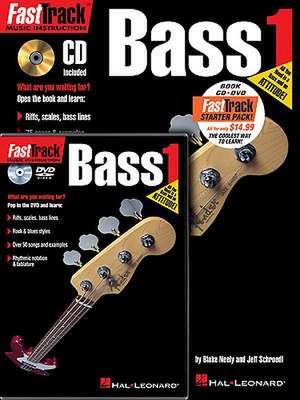 Fasttrack Bass Method Starter Pack: Book/Online Media [With CD (Audio) and DVD] de Hal Leonard Corp